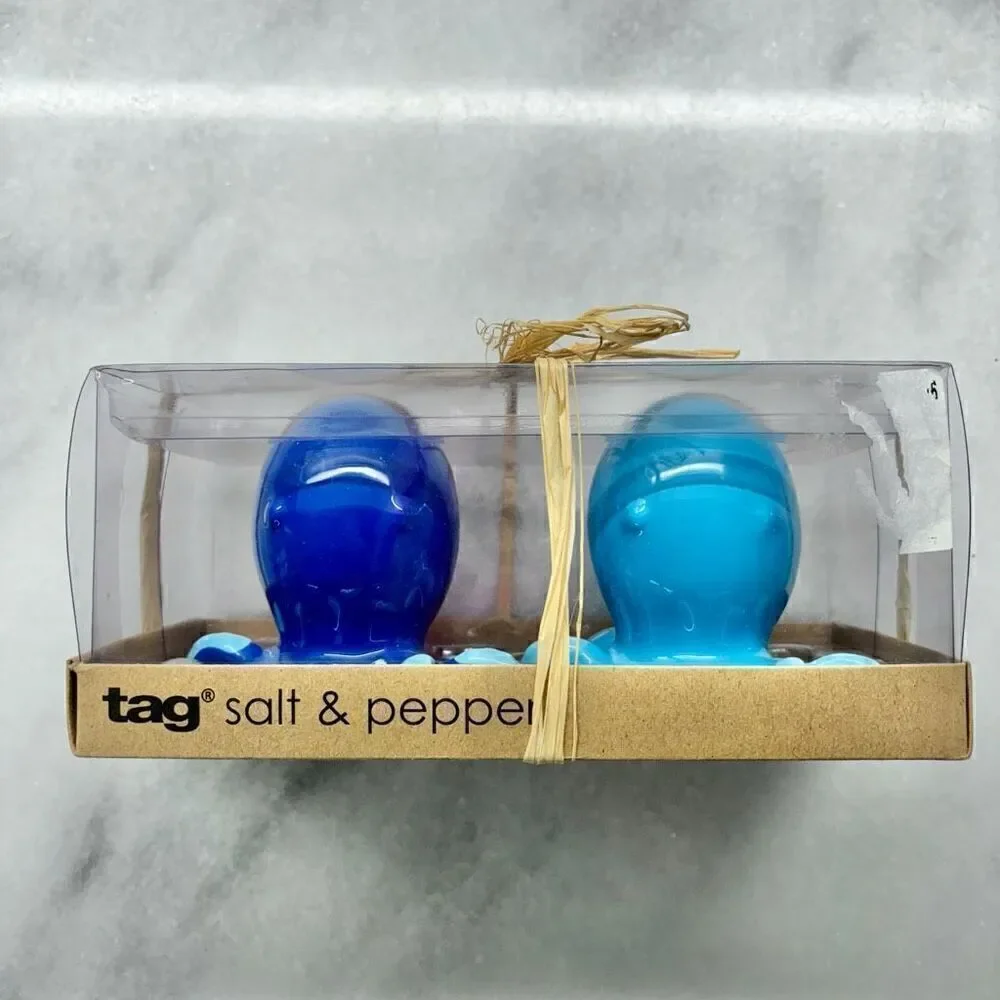 NWT Tag Baby Octopus Salt And Pepper Shakers Set Blue & Teal OS